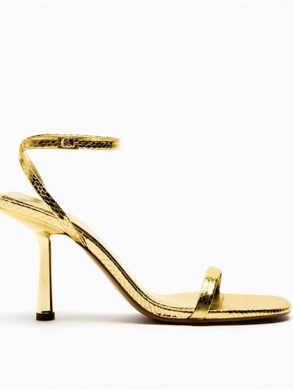 Zara Gold Metallic High Heeled Sandal